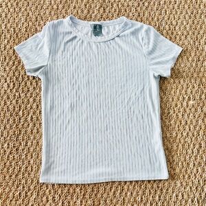 Olivia Rae White Ribbed Short Sleeve Tee